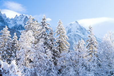 Panoramic view of snowcapped mountains against sky