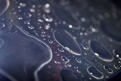 Close-up of water drops on glass