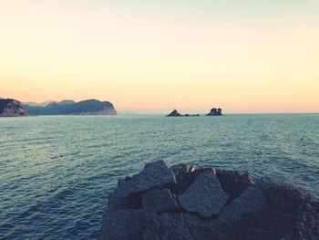 Scenic view of sea against sky during sunset