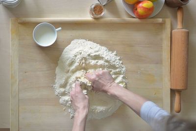 Directly above shot of woman preparing food