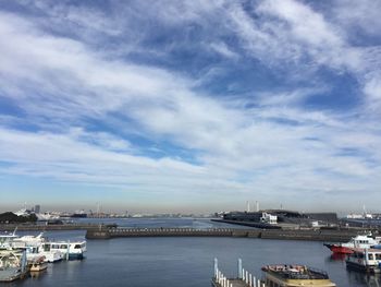 Boats moored in harbor