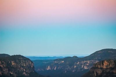 Scenic view of mountains against clear sky