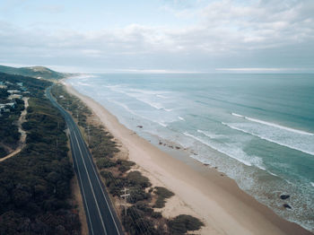 Aerial view of great ocean road in autumn
