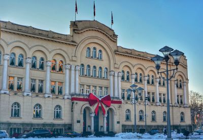 Low angle view of historic building against clear sky