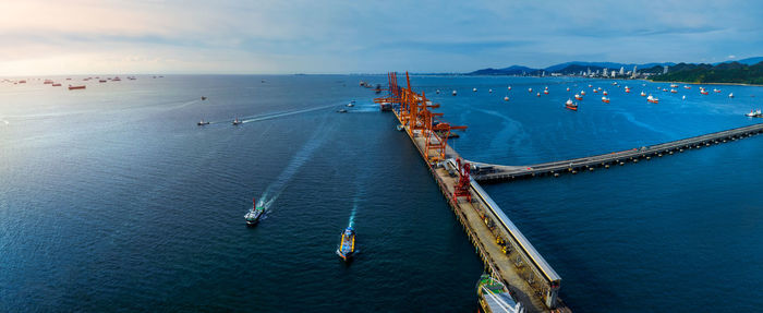 High angle view of sea against sky