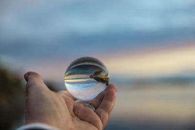 Cropped hand holding crystal ball