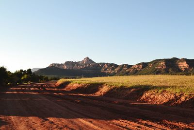 Scenic view of landscape against clear sky