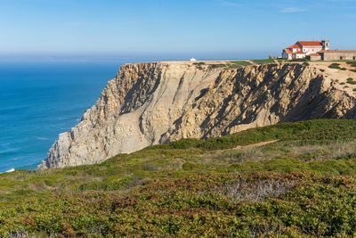 Cape espichel church santuario de nossa senhora with landscape in portugal