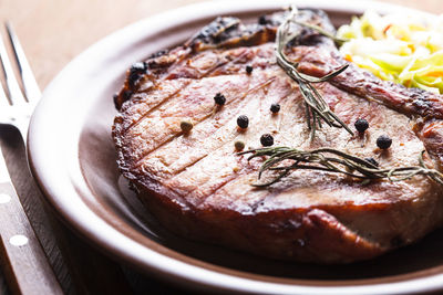 Close-up of meal served in plate