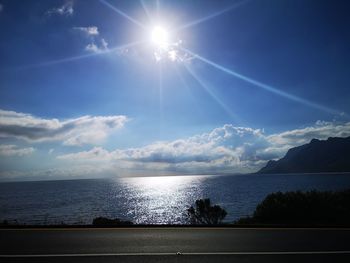 Scenic view of sea against sky on sunny day