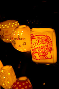 Close-up of illuminated lantern