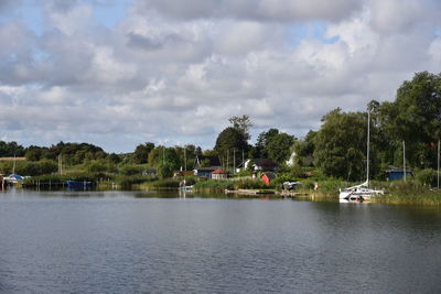 Scenic view of lake against sky