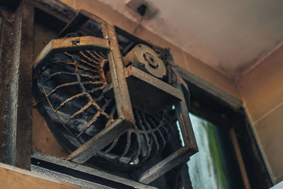 High angle view of old machine part