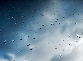 Close-up of water drops on glass