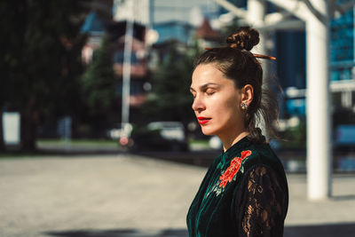 Young woman looking away