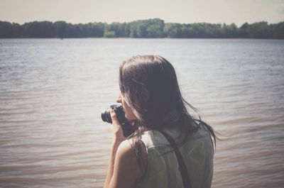 Scenic view of lake against sky