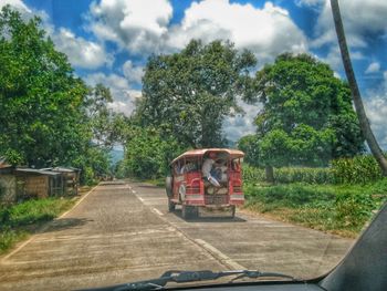View of train on road