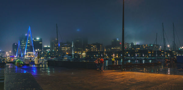 Illuminated city at night