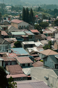 High angle view of townscape against sky