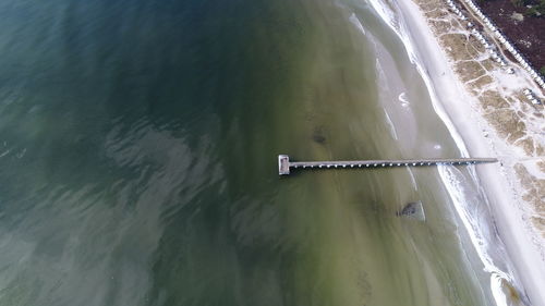 High angle view of boat in sea