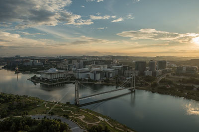 Aerial view of city at waterfront