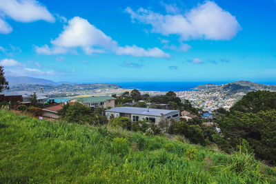 Panoramic view of buildings against sky