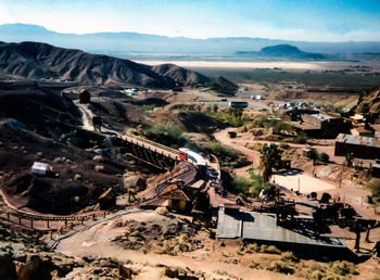 High angle view of buildings in city