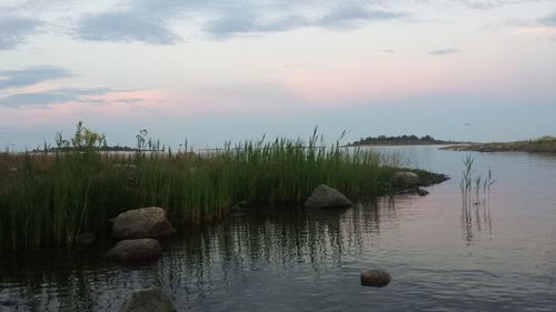 Scenic view of lake against sky