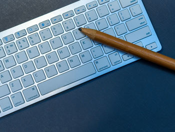 High angle view of computer keyboard