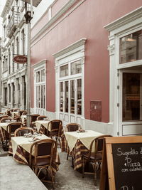 Chairs and tables in restaurant