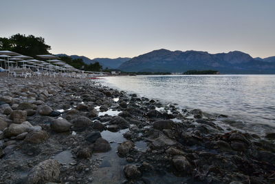 Scenic view of sea against clear sky