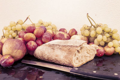 Close-up of grapes in plate