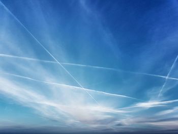 Low angle view of vapor trail in sky