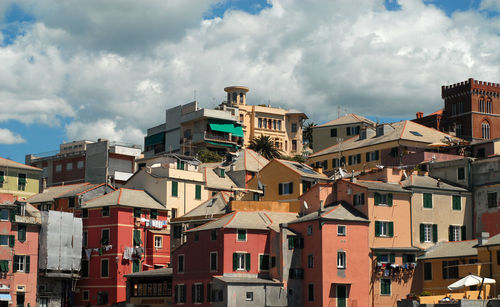 Low angle view of residential buildings against sky