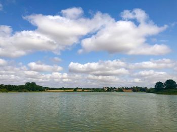 Scenic view of lake against sky