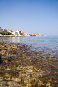 Scenic view of sea against clear sky