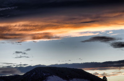 Low angle view of silhouette mountain against sky