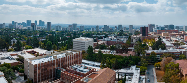 Aerial view of the royce hall at the university of california, los angeles