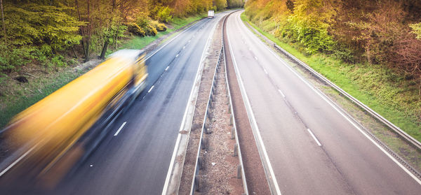 View of blurred motion of road