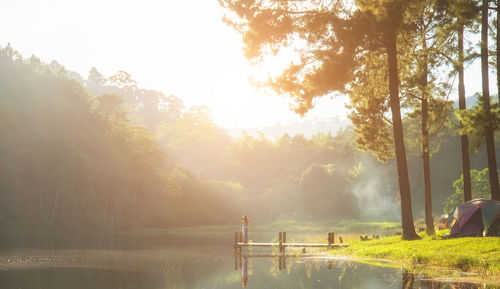 Scenic view of lake against sky