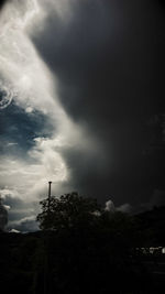 Low angle view of cloudy sky at night