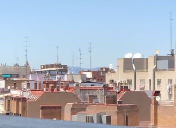 Buildings against clear sky in city