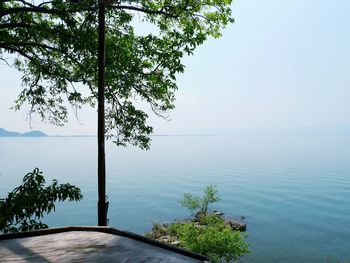 Scenic view of sea against clear sky