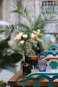 Close-up of flower vase on table