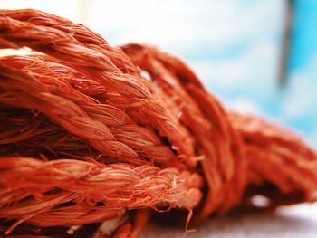 Close-up of orange weathered rope