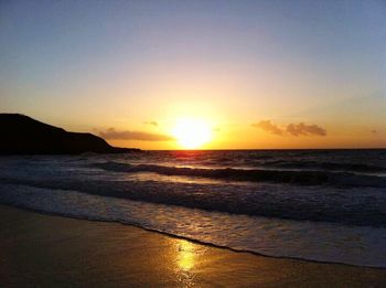 Scenic view of sea at sunset