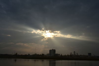 View of city at sunset