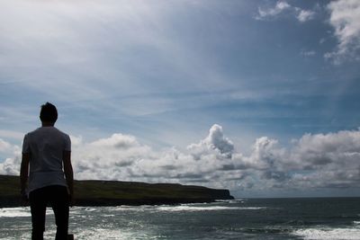 Scenic view of sea against cloudy sky