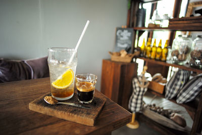 Glass of drinking glasses on table