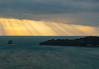 Scenic view of sea against sky during sunset